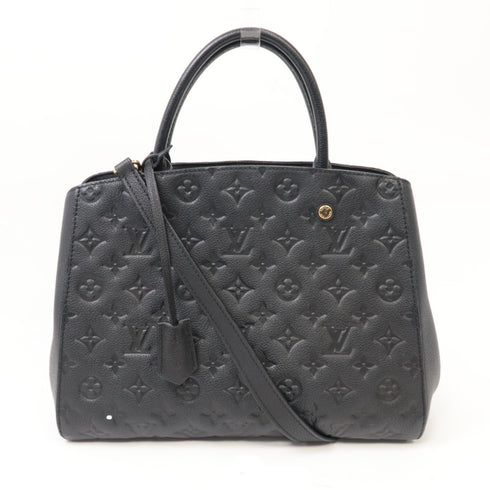 LOUIS VUITTON LV GHW Montaigne MM 2 Way Bag M41048 Monogram Empreinte Black Noir