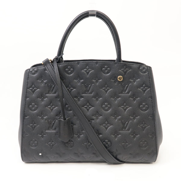 LOUIS VUITTON LV GHW Montaigne MM 2 Way Bag M41048 Monogram Empreinte Black Noir
