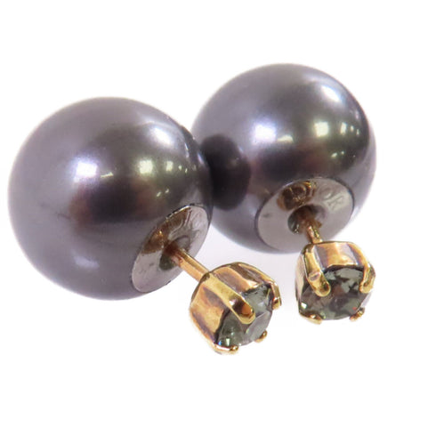 Christian Dior CD GHW Earrings Metal PVC Black Green Gold Tone Color