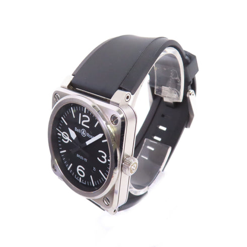 Bell & Ross Automatic Watch Rubber Belt Stainless Steel BR03-92-S Black