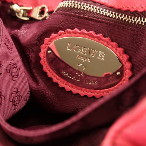 LOEWE SHW Shoulder Bag Calfskin Leather Pink/Red