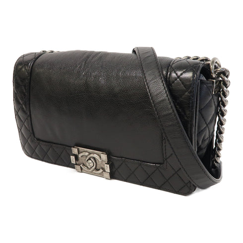 CHANEL CC Boy Chain Shoulder Bag A67946 Calfskin Leather Black