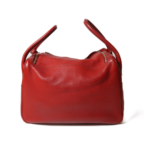 HERMES PHW Lindy 34 2Way Shoulder Bag Taurillon Clemence 54 Rough Garance Red
