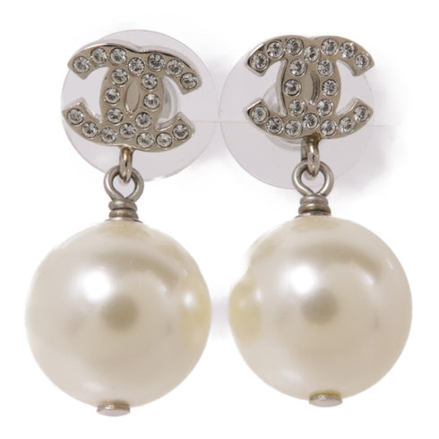 CHANEL CC Earrings Accessories PVC Metal Silver Transparent