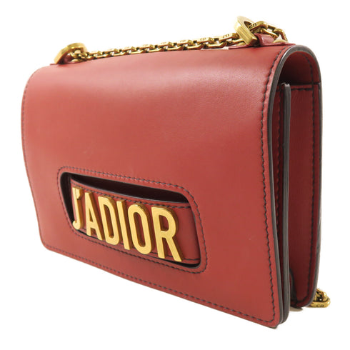 Christian Dior CD GHW J'aDior Chain Shoulder Bag M9002 Calfskin Leather Red