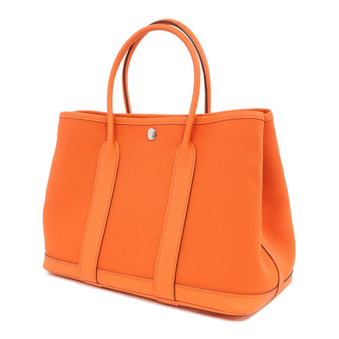 HERMES PHW Garden Party TPM Handbag/Tote Bag Canvas Orange