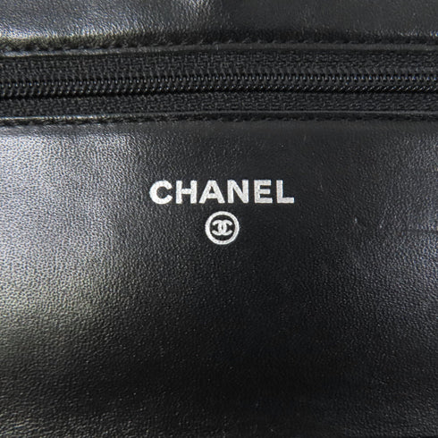 CHANEL Quilted CC SHW 2.55 WOC Wallet On Chain Shoulder Bag Canvas Black