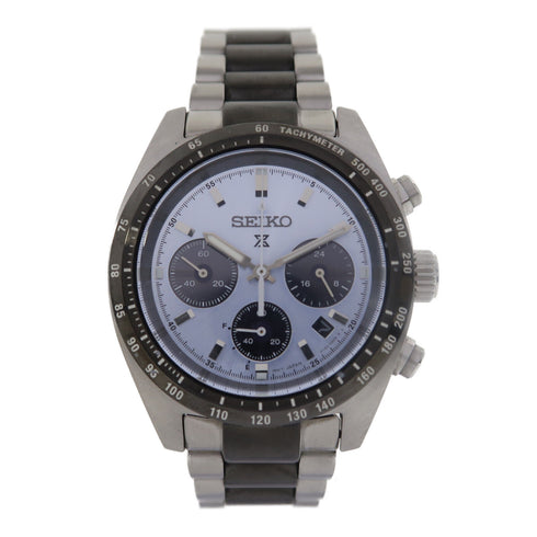 SEIKO Speedtimer Solar Chronograph Quartz Watch SBDL093 Stainless Steel Blue