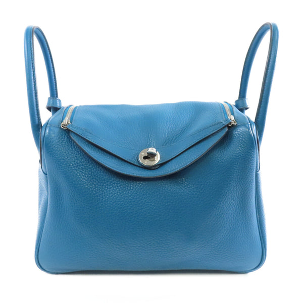 HERMES PHW Lindy 30 2way Shoulder Bag Taurillon Clemence Leather Turquoise Blue