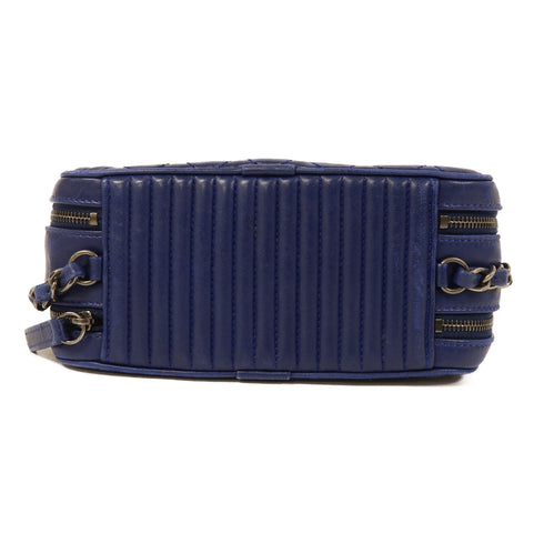 CHANEL CC SHW Chain Shoulder Bag Calfskin Leather Blue v2