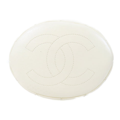 CHANEL Quilted CC GHW 2way Chain Shoulder Bag Calfskin Leather White