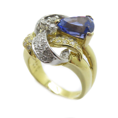 FINE JEWELRY 2.76ct Tanzanite 0.45ct Diamond Ring 18K Gold PT900 Platinum US#6