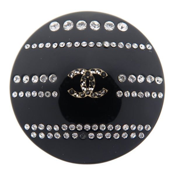 CHANEL CC Brooch PVC Black/White