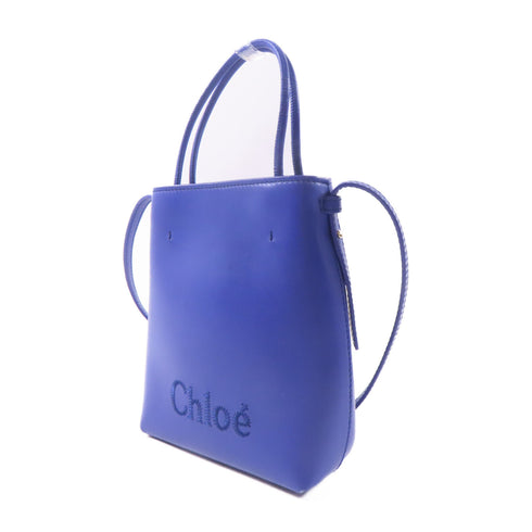 Chloe 2 Way Shoulder Crossbody Handbag Calfskin Leather Blue