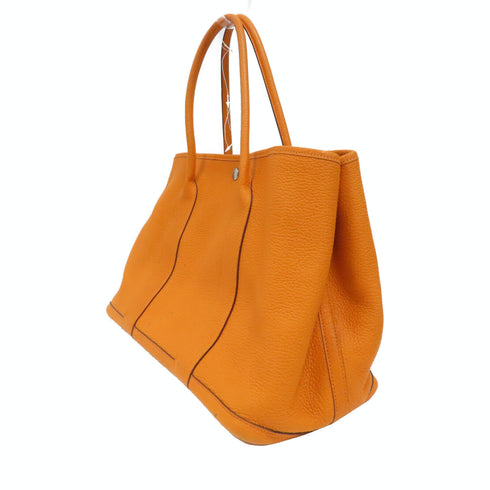HERMES PHW Garden Party PM Handbag Negonda Leather Orange