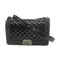 CHANEL CC SHW Boy 25 Chain Shoulder Bag Lambskin Leather Black