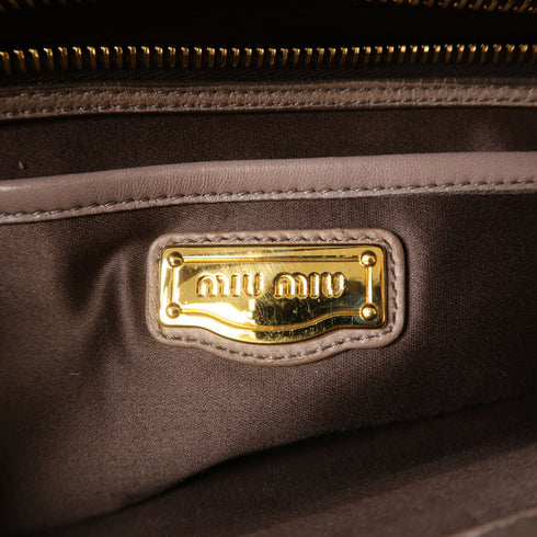 Miu Miu GHW Shoulder Bag Lambskin Leather Brown