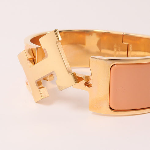 HERMES Clic-Clac H Bracelet Metal Gold Orange