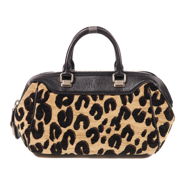 LOUIS VUITTON LV SHW Leopard Baby Hand Bag Flocking Beige/Black