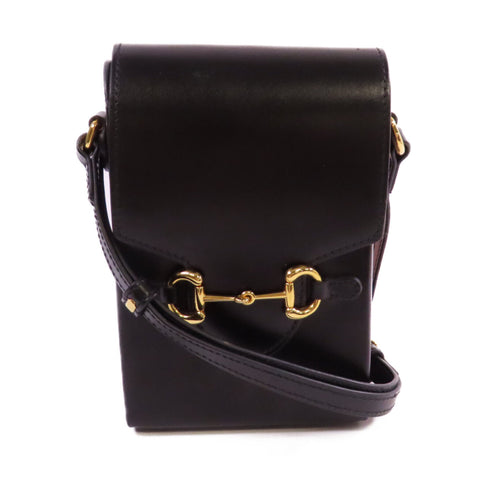 GUCCI GG Horsebit 1955 Mini Shoulder Bag Crossbody Calfskin Leather 625615 Black