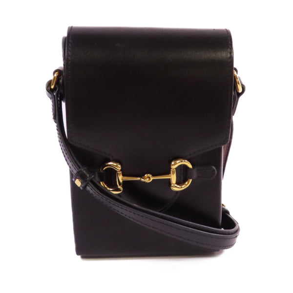 GUCCI GG Horsebit 1955 Mini Shoulder Bag Crossbody Calfskin Leather 625615 Black