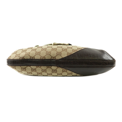GUCCI GG GHW Horsebit Bag Shoulder Bag Canvas Brown