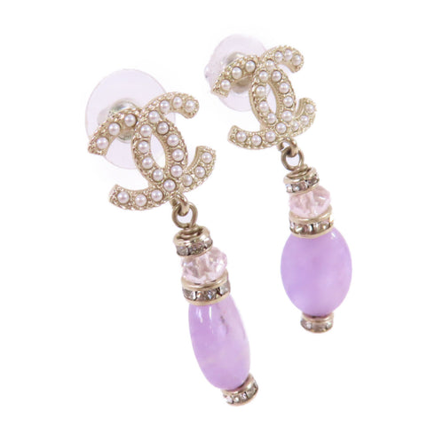 CHANEL GHW CC Earrings B21/S Metal PVC White Light Purple Gold Tone Color