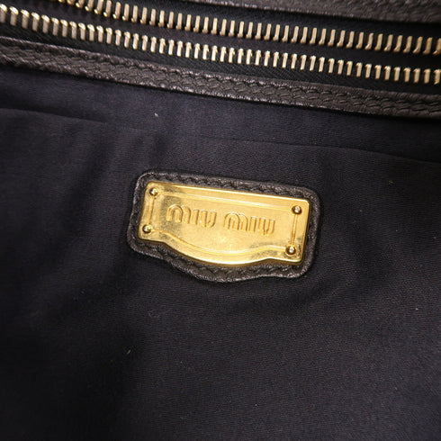 Miu Miu GHW Hand Bag/Tote Bag Calfskin Leather Black