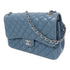 CHANEL Quilted CC SHW Classic Jumbo Chain Shoulder Bag Lambskin Leather Blue