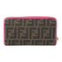 FENDI GHW Zipper Long Wallet 8M0299 Coated Canvas Brown/Pink