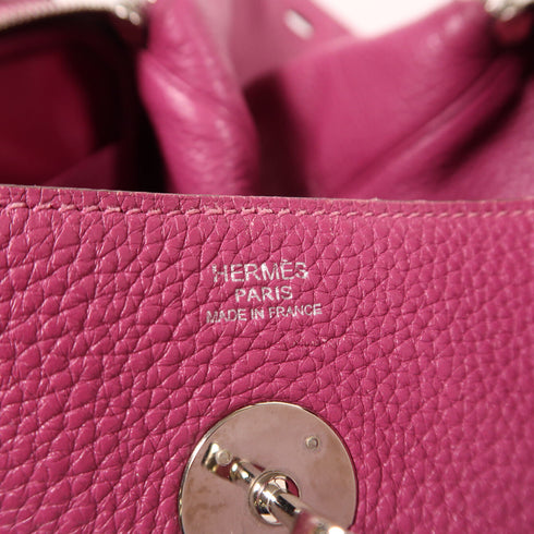 HERMES PHW Lindy 30 2 Way Bag Clemence Leather Tosca