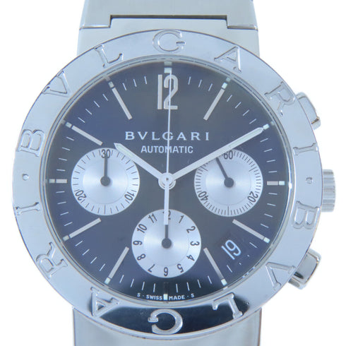 BVLGARI Chronograph Automatic Watch BB38SSCH Stainless Steel Black