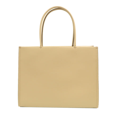 Tory Burch GHW 2 Way Shoulder Bag Handbag Calfskin Leather Beige