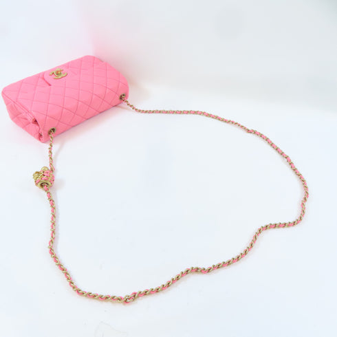 CHANEL Quilted CC GHW Mini Classic 20 Chain Shoulder Bag Lambskin Leather Pink