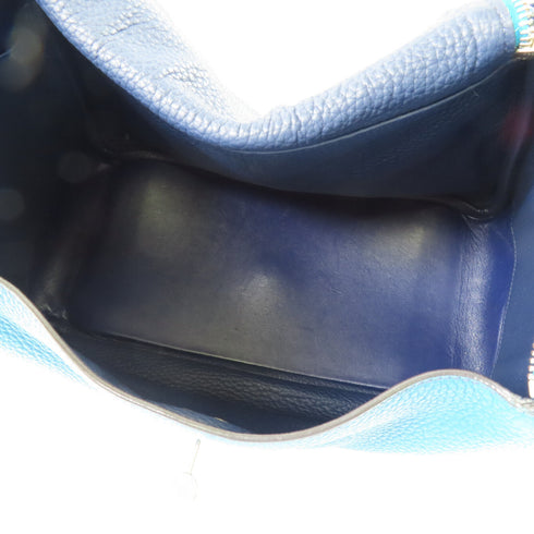 HERMES PHW Lindy 30 Shoulder Bag Taurillon Clemence Leather Bleu Izmir