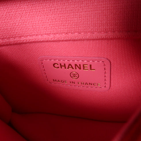 CHANEL Quilted CC GHW Chain Shoulder Bag Canvas Red