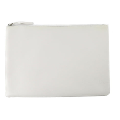 BALENCIAGA SHW Clutch Bag Calfskin Leather White