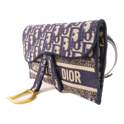 Christian Dior CD GHW Waist Bag Body Bag Canvas Blue Beige