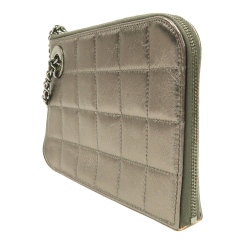 CHANEL CC SHW Clutch Leather Silver