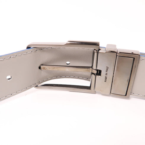 VERSACE Belt Leather Blue/Gray/Silver