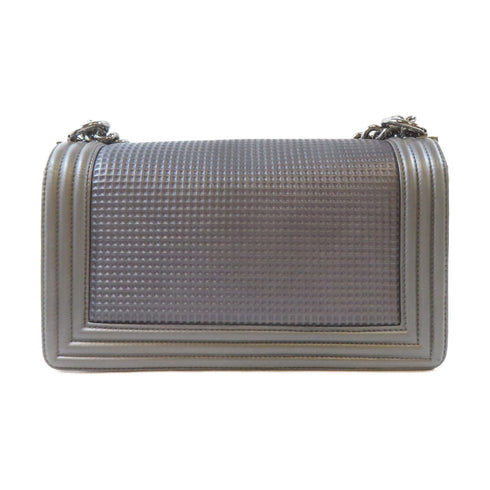 CHANEL Quilted CC SHW Boy Chanel Chain Shoulder Bag A67086 Lambskin Leather Gray