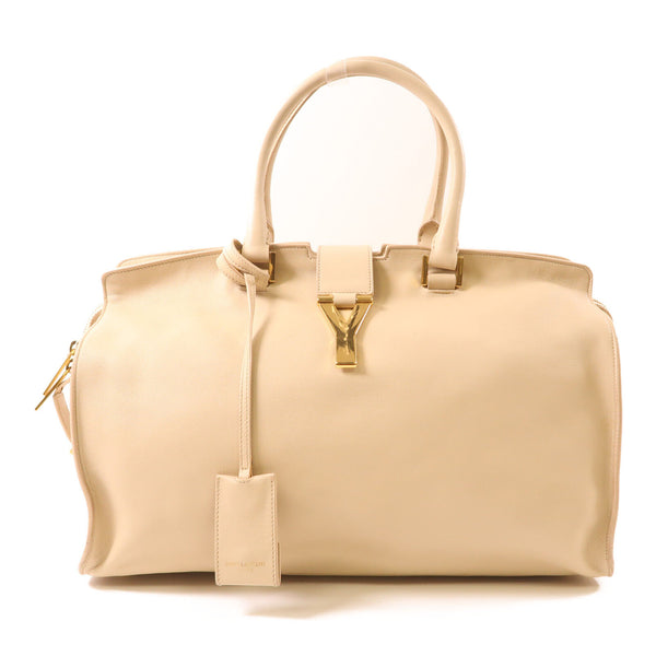 SAINT LAURENT YSL GHW Y Line Handbag 311208 BJ50J Calfskin Leather Beige