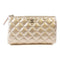 CHANEL Quilted CC SHW Pouch Cosmetic Bag Lambskin Leather Pink