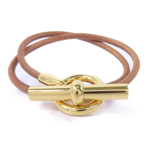 HERMES Glenan Choker Calfskin Leather Brown