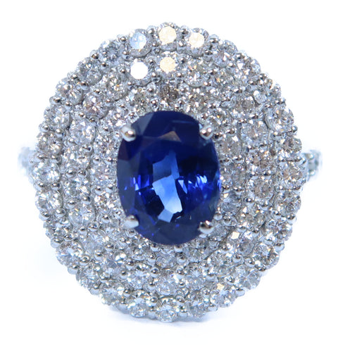 Fine Jewelry 2.03ct Sapphire 1.53ct Diamond Ring US#6 6.2g PT900 Platinum