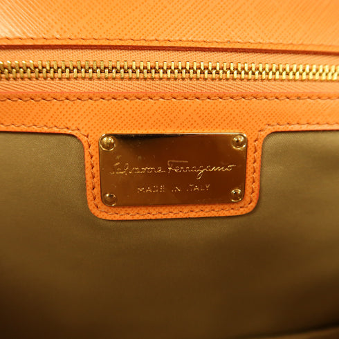 Salvatore Ferragamo GHW Chain Shoulder Bag Calfskin Leather Red