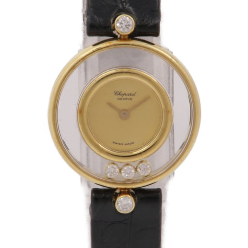 Chopard Happy Diamonds 4112 Quartz Watch 18K Yellow Gold Leather Belt