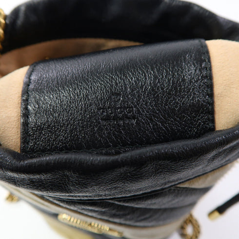 GUCCI GG GHW GG Marmont Chain Shoulder Bag 573817 Calfskin Leather Black/Brown