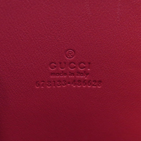 GUCCI GG GHW Chain Shoulder Bag PVC Coated Canvas Brown/Red