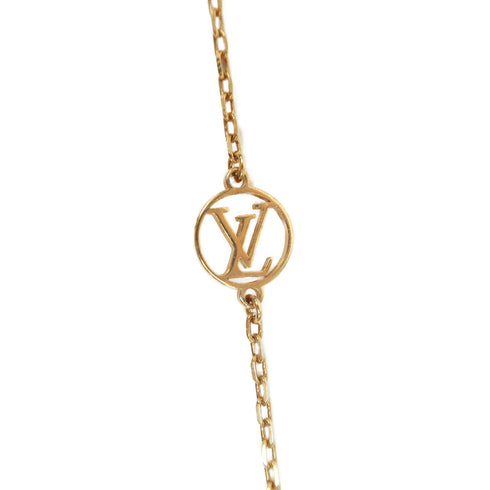 LOUIS VUITTON LV Lv&V Strass Necklace M68160 Brass Pink Red